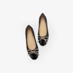 Giày Bệt Nữ PAZZION Daisy Tweed Toe Cap Bow Flats