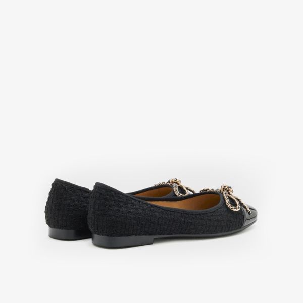 Giày Bệt Nữ PAZZION Daisy Tweed Toe Cap Bow Flats