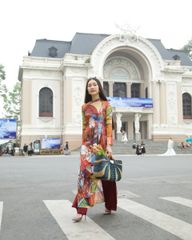 Quần Áo Dài Lụa Đỏ Đô Gems Of Vietnam - Không Kèm Áo