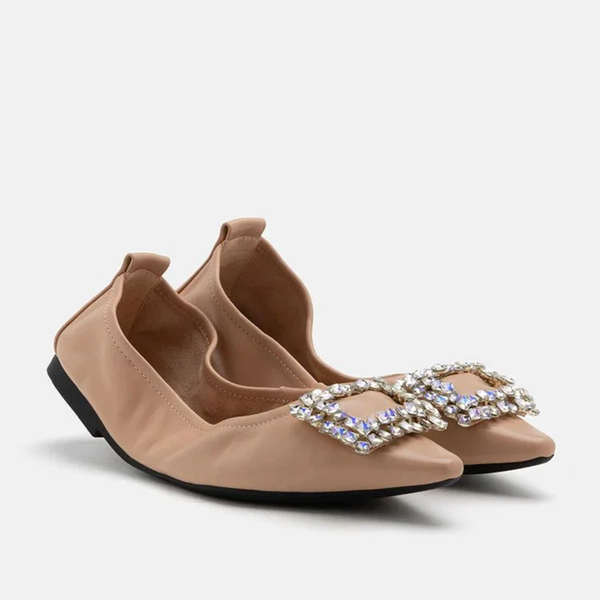 Giày búp bê gấp gọn da Pazzion Odessa Embellished Buckle Foldable Flats