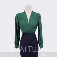 Áo Kiểu Nữ THÁI TUẤN Công Sở Cổ Tim Tay Dài