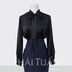 1U473040 Áo Sơ Mi Nữ THÁI TUẤN Thắt Nơ  Màu Đen
