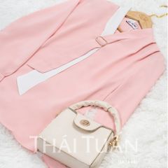Áo Sơ Mi Nữ THÁI TUẤN Cổ Cách Tân Màu Hồng