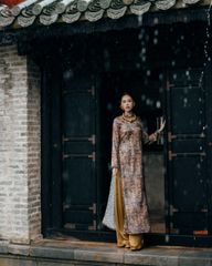 Quần Áo Dài Nữ F2 Lụa Vàng Đồng