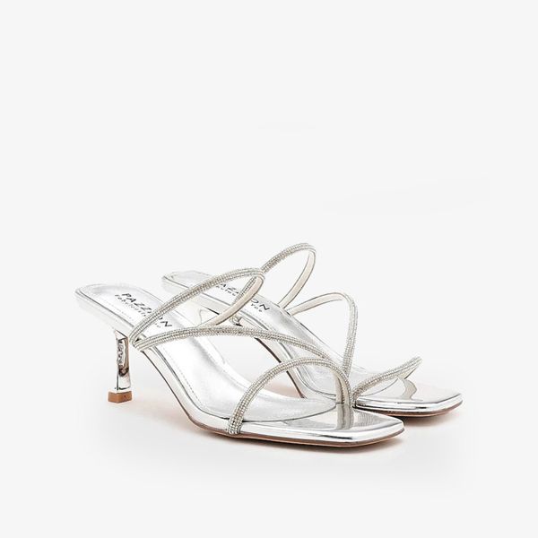 Giày Cao Gót Nữ PAZZION Stacey Strappy Silver Sparkly Open Toe Heels