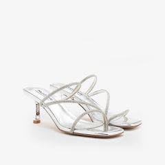 Giày Cao Gót Nữ PAZZION Stacey Strappy Silver Sparkly Open Toe Heels
