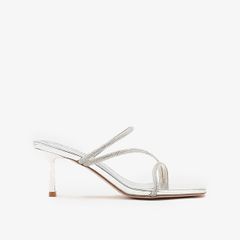 Giày Cao Gót Nữ PAZZION Stacey Strappy Silver Sparkly Open Toe Heels
