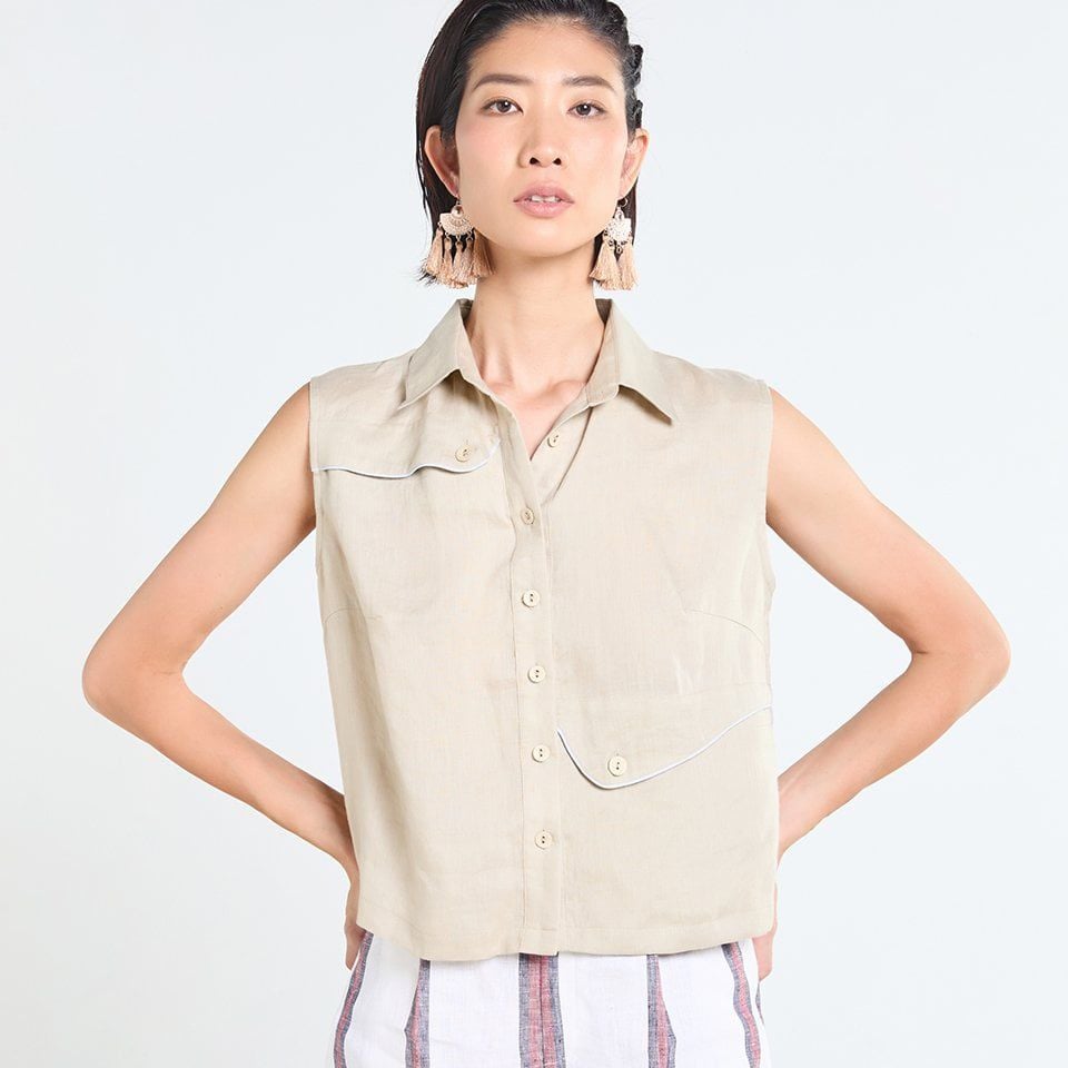 Áo Linen Nữ F2 Kem Tender Drit