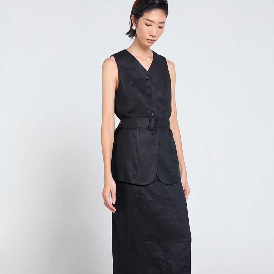 Chân Váy Nữ F2 Linen Đen Tender Drit