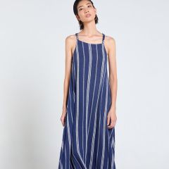 Đầm Nữ F2 Linen Xanh Đen Sọc Tender Drit