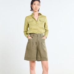Quần Short Nữ F2 Linen  Rêu Đậm Tender Drit