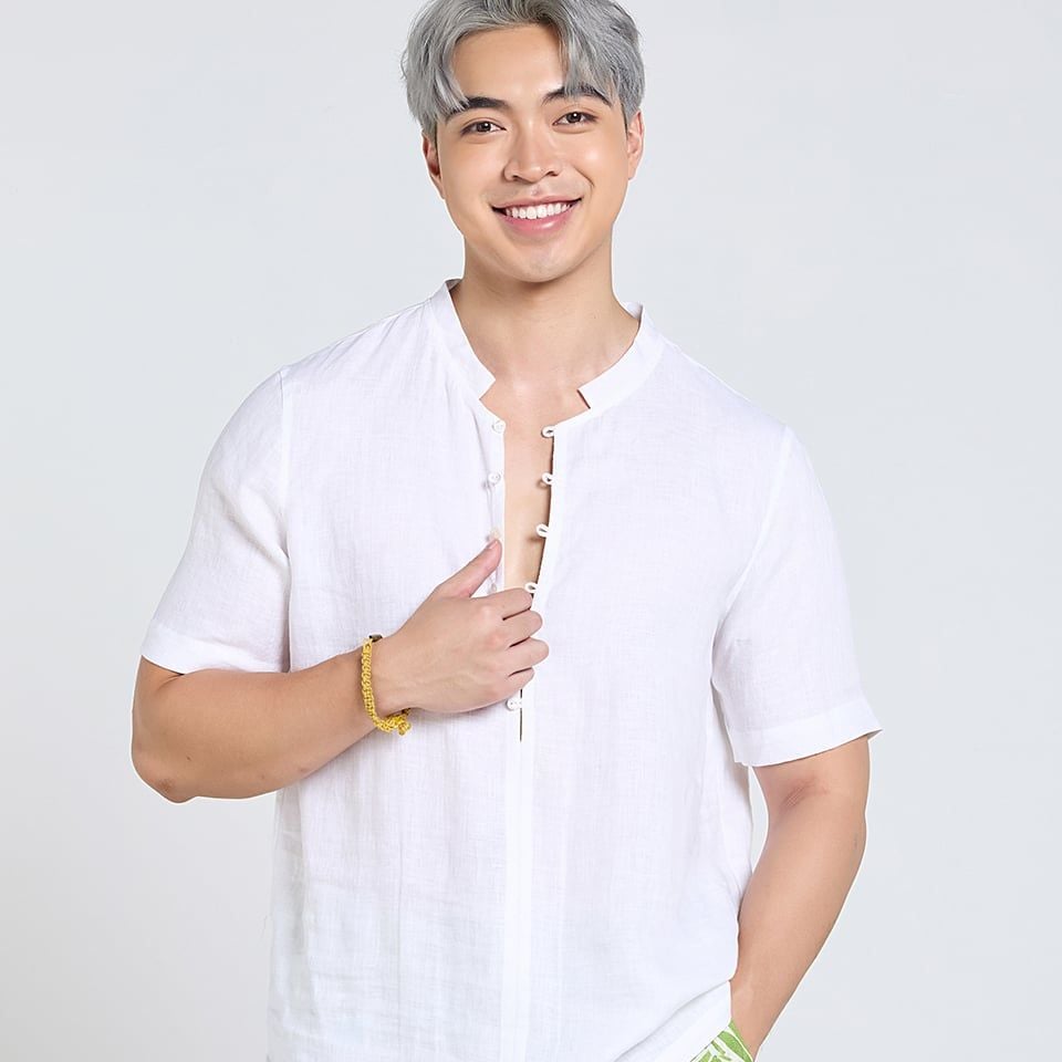 Áo Sơ Mi Nam F2  Linen Trắng Tay Ngắn Tender Drit
