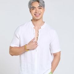 Áo Sơ Mi Nam F2  Linen Trắng Tay Ngắn Tender Drit