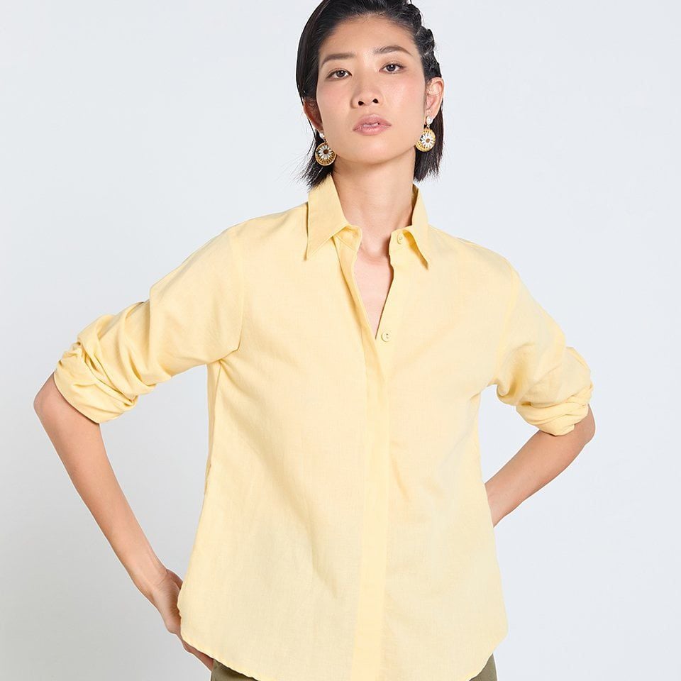 Áo Sơ Mi Nữ F2 Linen Vàng Tender Drit
