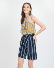 Quần Short Linen Xanh Sọc Trắng Brighter Day