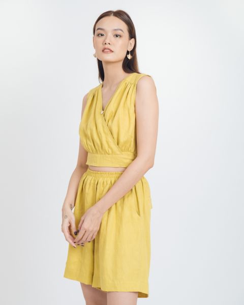 Quần Short Linen Vàng Brighter Day