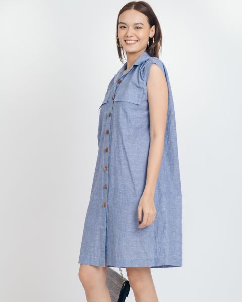 Đầm Linen Xanh Xám Brighter Day