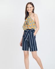 Quần Short Linen Xanh Sọc Trắng Brighter Day