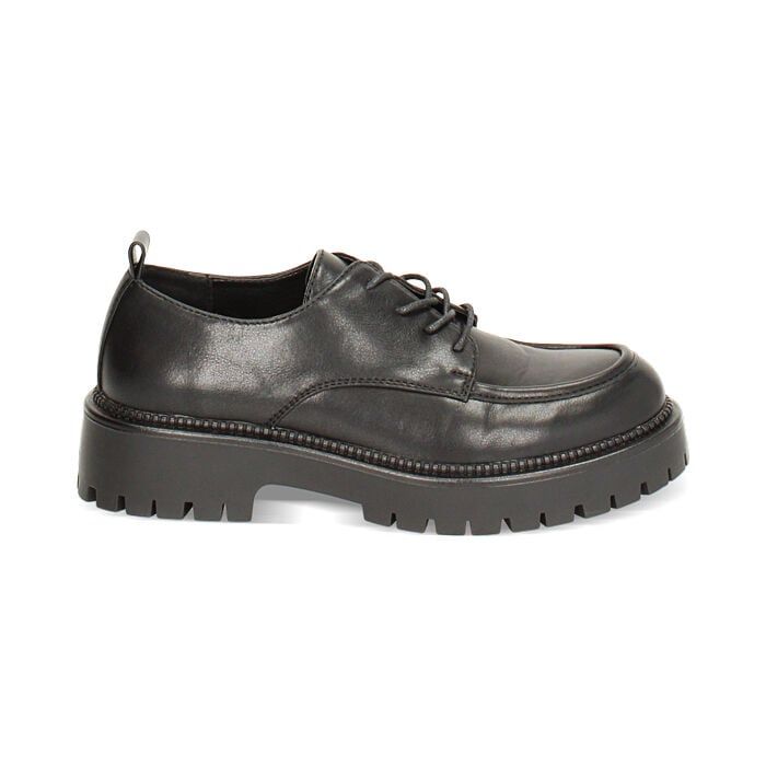 Giày Loafers Primadonna Collection Black Lace-Ups 4 Cm