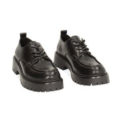 Giày Loafers Primadonna Collection Black Lace-Ups 4 Cm