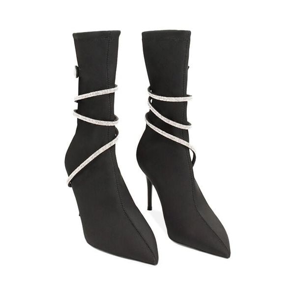 Giày boots Primadonna Collection Black Fabric Ankle Boot With Jewel Bracelet