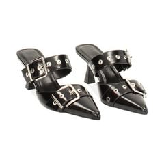 Giày Cao Gót Nữ Primadonna Collection Black Clogs With Buckles 7Cm