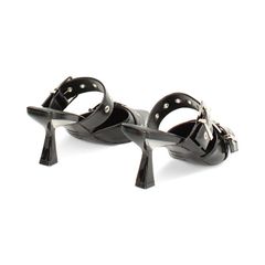 Giày Cao Gót Nữ Primadonna Collection Black Clogs With Buckles 7Cm