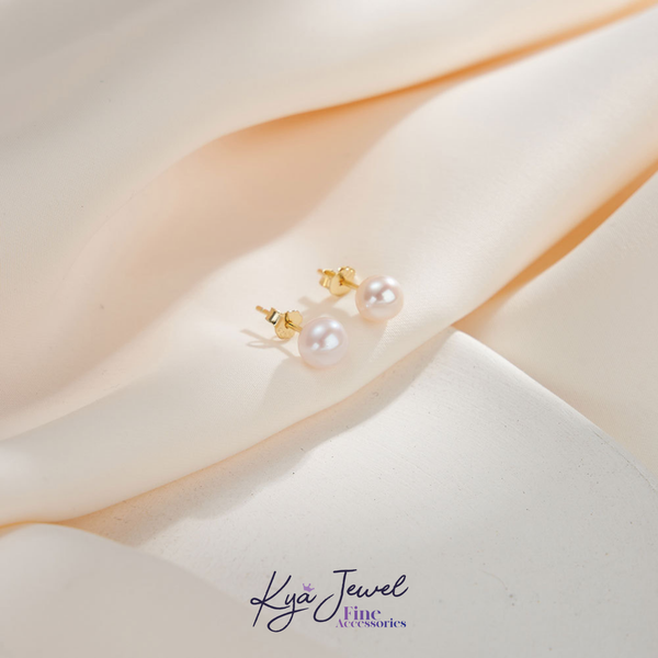 Khuyên tai nữ KYA JEWEL ngọc trai  Bassic 10mm