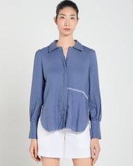 Áo Sơ Mi Nữ F2 Linen Xanh A Touch Of Effortless Elegance