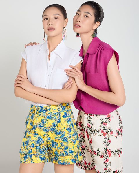 Quần Short Nữ F2 Kaki Vàng Xanh A Touch Of Effortless Elegance