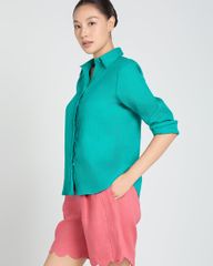 Áo Sơ Mi Nữ F2 Linen Xanh A Touch Of Effortless Elegance