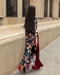 Quần Áo Dài Lụa Đỏ Đô Gems Of Vietnam - Không Kèm Áo