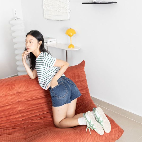 Áo Thun Nữ TheBlueTshirt Sọc Everyday Tee - White Green Stripe