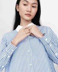 Áo Sơ Mi Nữ TheBlueTshirt Modern Arc Oversized Shirt - BlueMade Stripe