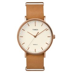 Đồng Hồ Unisex TIMEX Fairfield 41mm TW2P91200 Mặt Tròn Dây Da - Chính Hãng