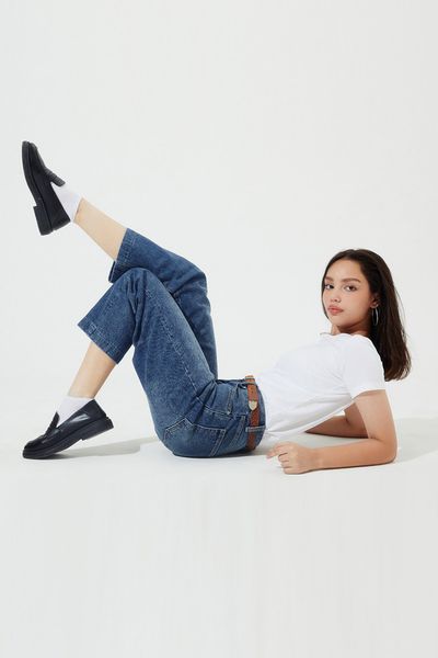 Quần Dài Nữ TheBlueTshirt The Original Dad Jeans - Dark Blue Wash
