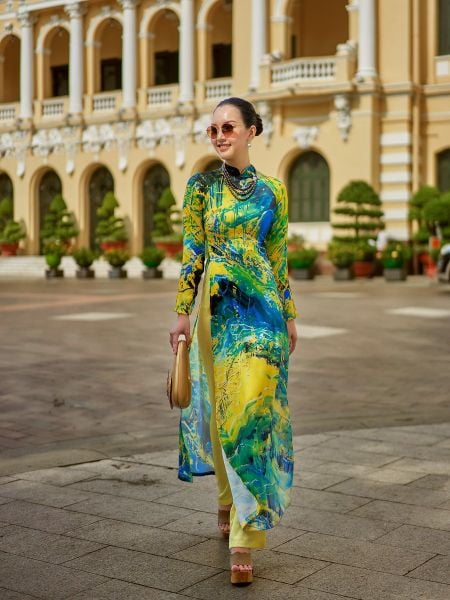 Quần Áo Dài Nữ F2 Lụa Vàng Nhạt Hồn Việt