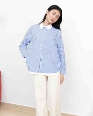 Áo Sơ Mi Nữ TheBlueTshirt Modern Arc Oversized Shirt - BlueMade Stripe