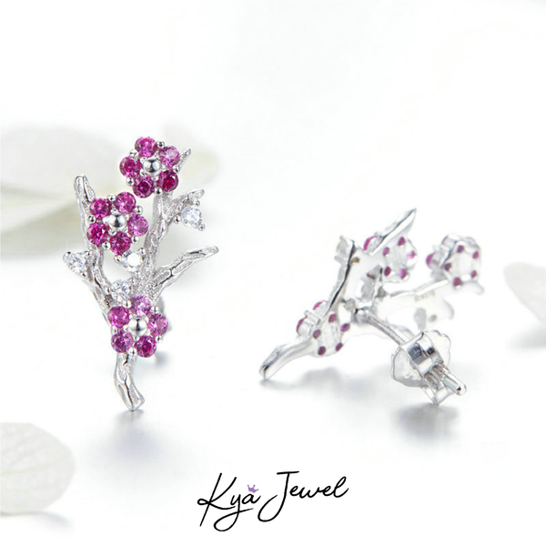 Hoa Tai Nữ KYA JEWEL Flower Khảm Đá Cz Màu Cao Cấp