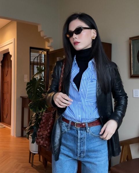 Áo Sơ Mi Nữ TheBlueTshirt New Pocket Oversize Shirt - BlueMade Stripe