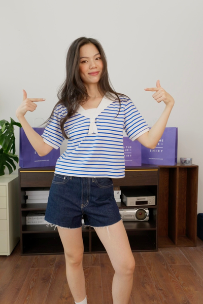 Áo Nữ TheBlueTshirt Sailor T - Signature White Blue Stripe