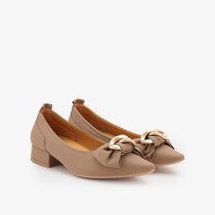 Giày Búp Bê Nữ PAZZION Rue Pointed Bow Wrapped Gold Link Heels