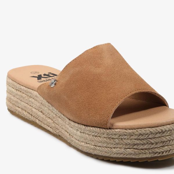 Dép Quai Ngang Nữ XTI Camel Suede Combined Ladies Sandals