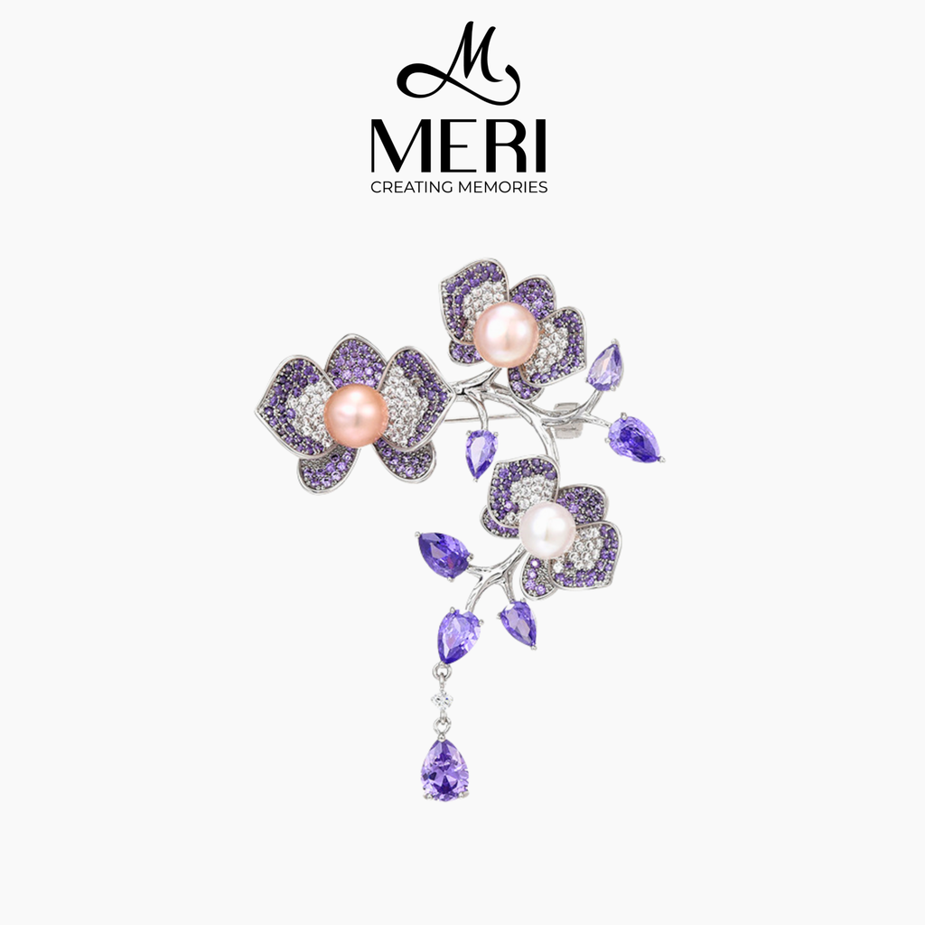 Cài Áo MERI Purple Pearl Blossom
