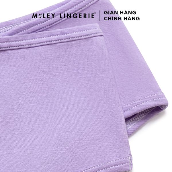 Bộ Áo Ngực Mút Mỏng Thời Trang Không Gọng Viền Lưng Logo Và Quần Đồng Bộ Cotton Thiên Nhiên BeingMe Purple Miley Lingerie