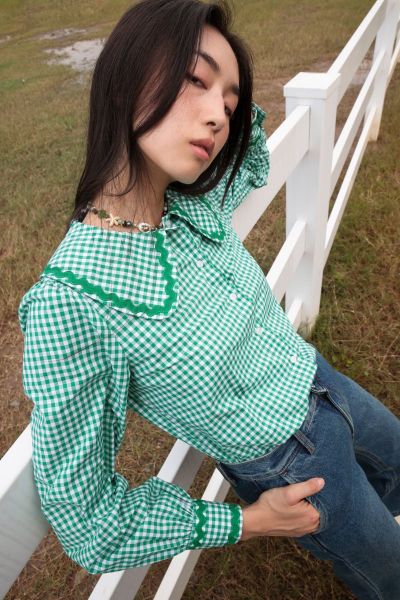 Áo Nữ TheBlueTshirt Jessie Shirt - Green Gingham