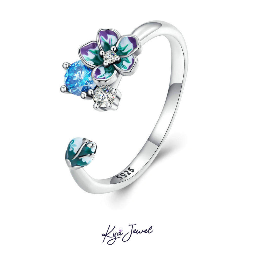 Nhẫn Nữ KYA JEWEL Flower Khảm Đá Cz Màu Cao Cấp