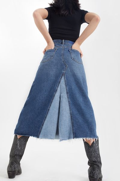 Chân Váy Nữ TheBlueTshirt 1970s Denim Midi Skirt - The 1975 Wash