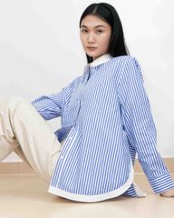 Áo Sơ Mi Nữ TheBlueTshirt Modern Arc Oversized Shirt - BlueMade Stripe