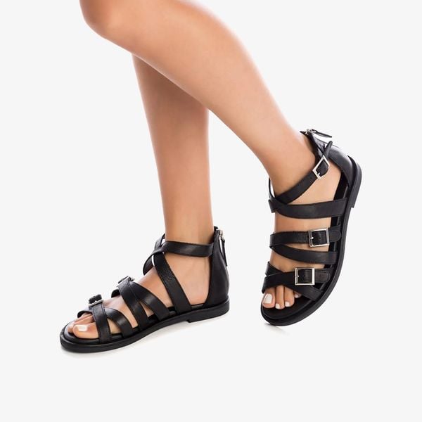 Giày Sandals Nữ CARMELA Black Leather Ladies Sandals